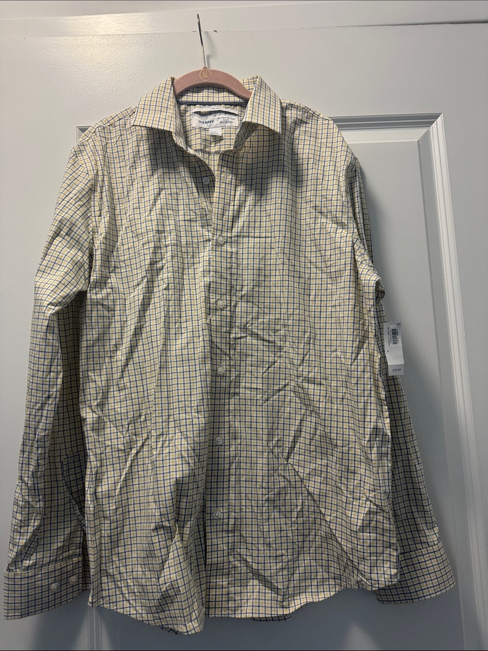 Old Navy Yellow and Blue Plaid Button-Down Shirt